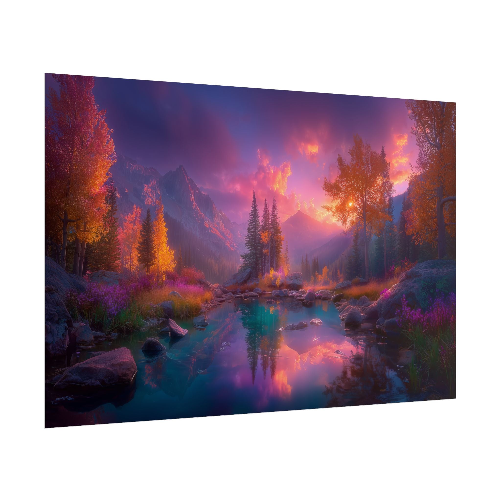 Dreamscape Sunset Landscape Vibrant Fantasy Nature Wall Art