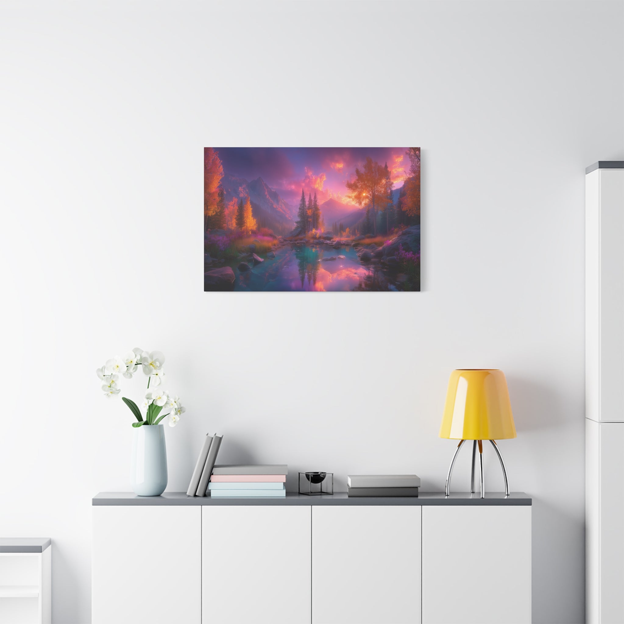 Sunset Fantasy Landscape Matte Canvas Stretched Wall Art