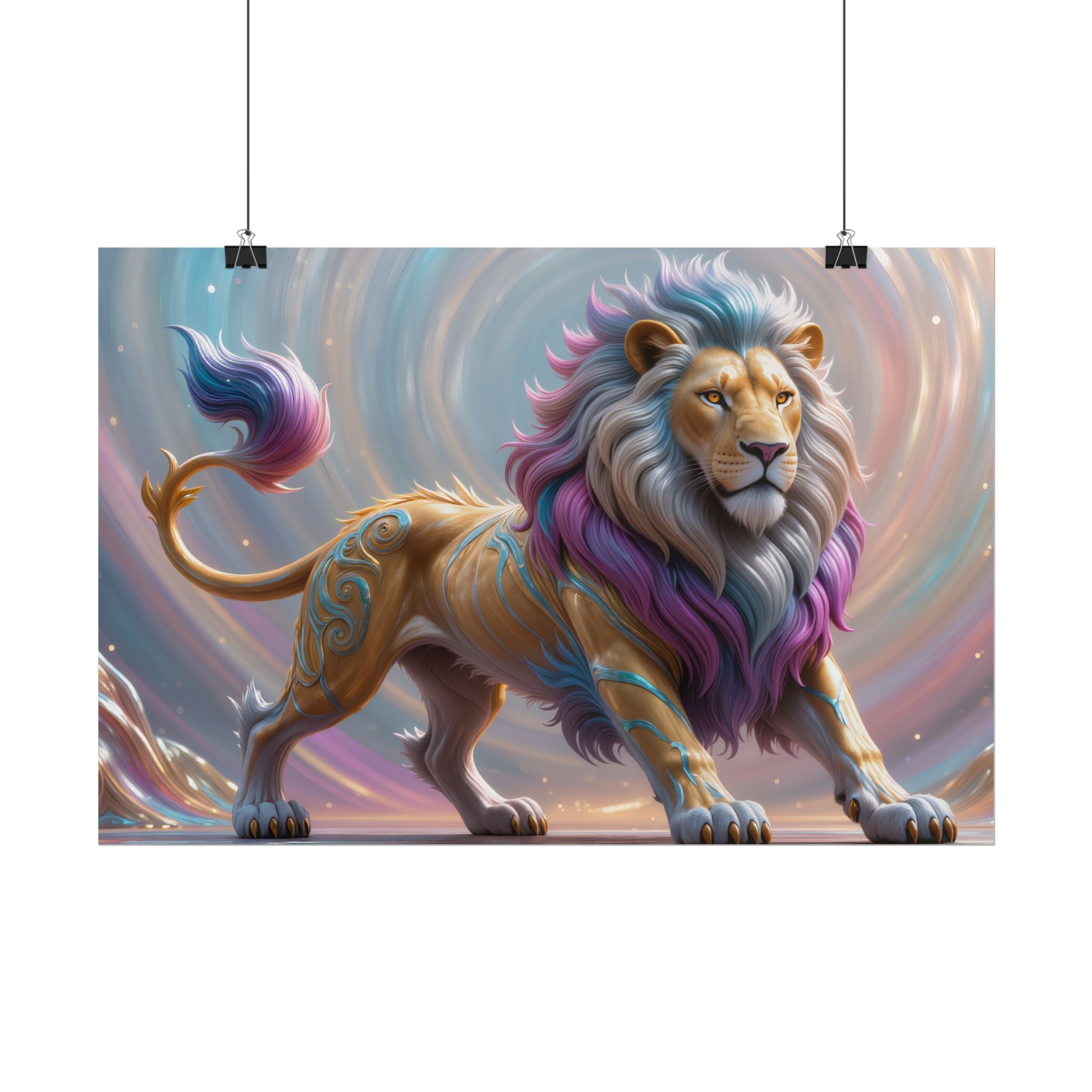 Lion Fantasy Colorful Mythic Lion Rolled Art Print