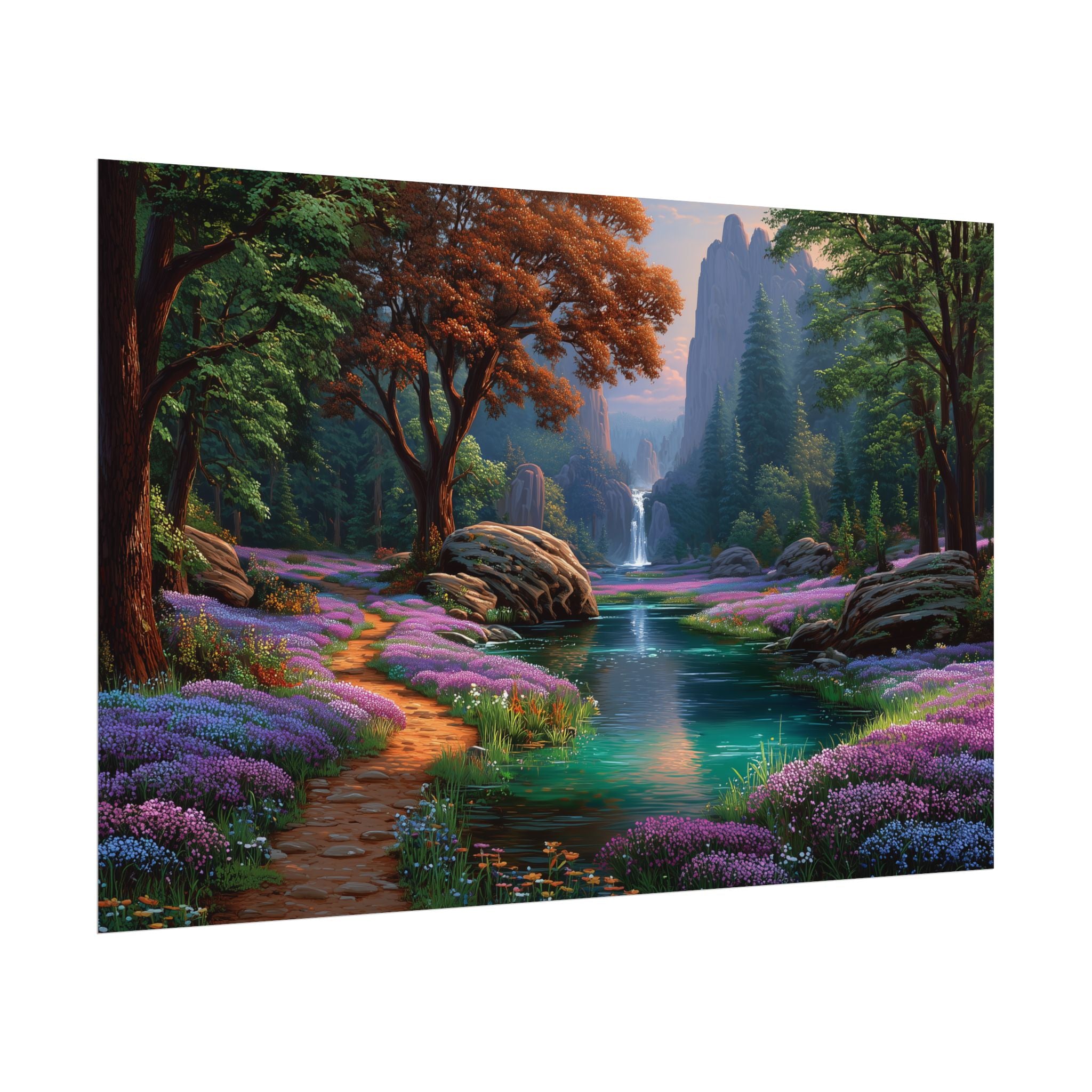 Scenic Fantasy Waterfall Landscape Wall Art