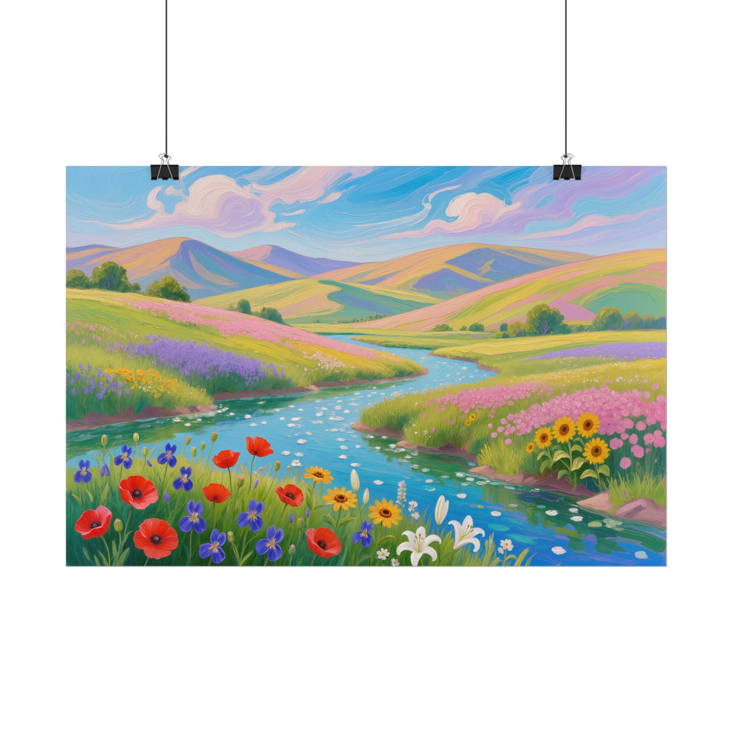 Colorful Floral Meadow Landscape Print