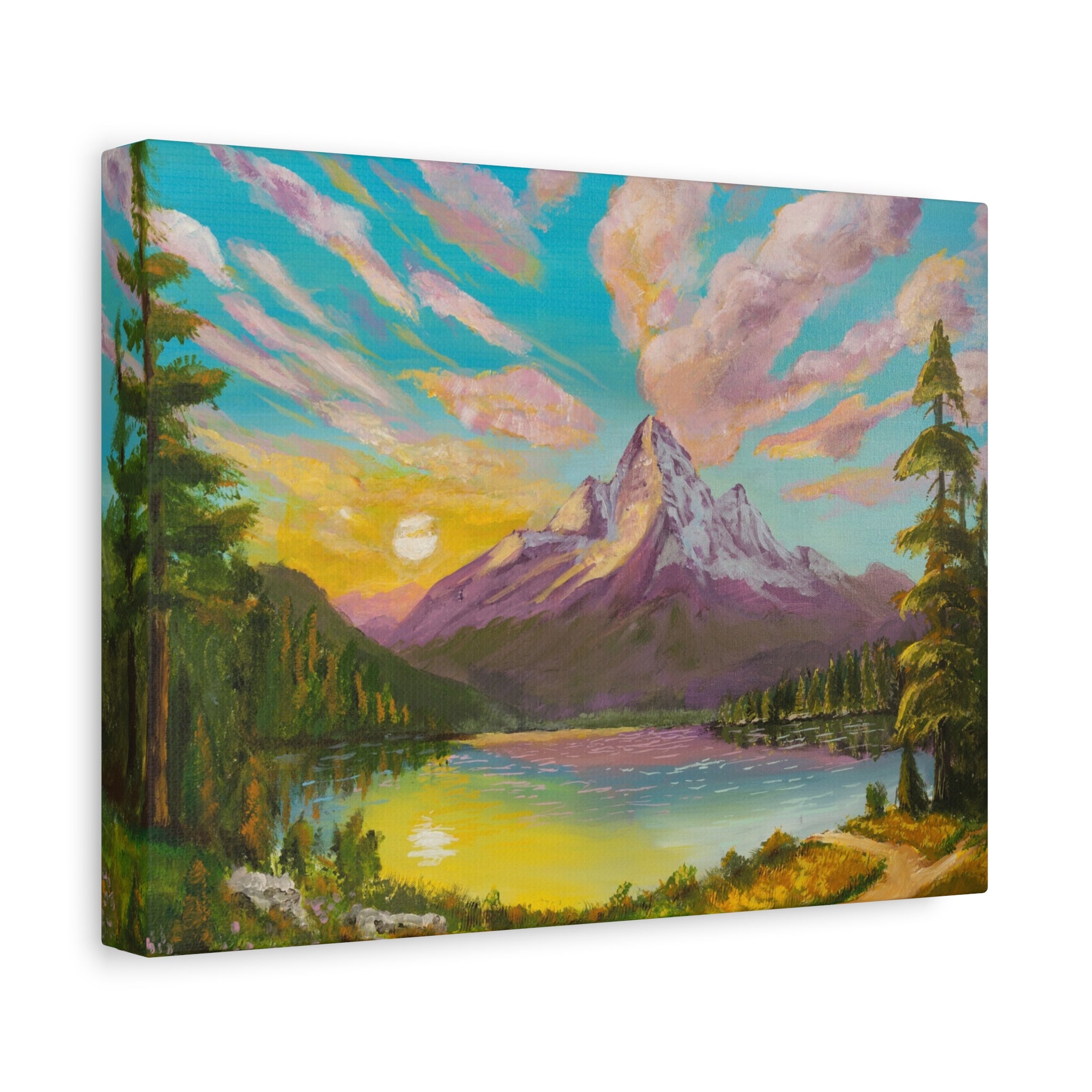 Mountain Sunrise Canvas Print Vibrant Landscape Wall Art