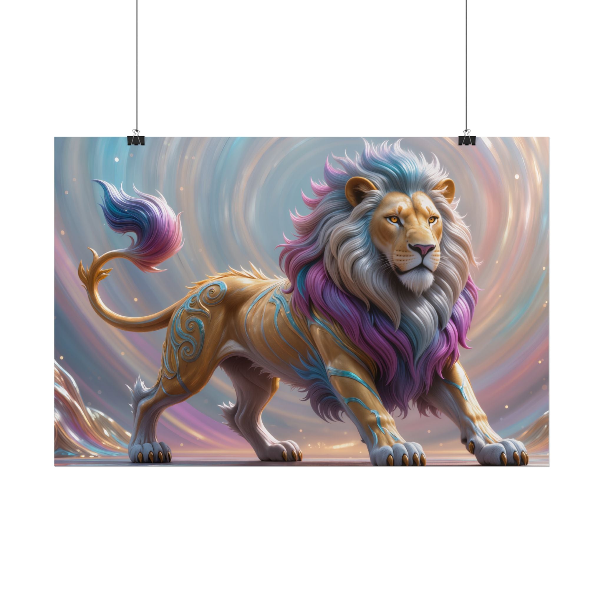 Lion Fantasy Colorful Mythic Lion Rolled Art Print