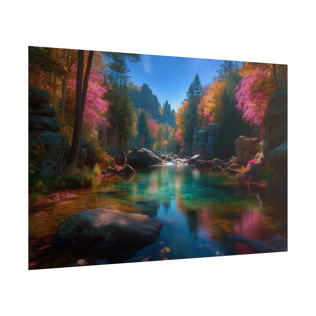Tranquil Forest River Landscape Print