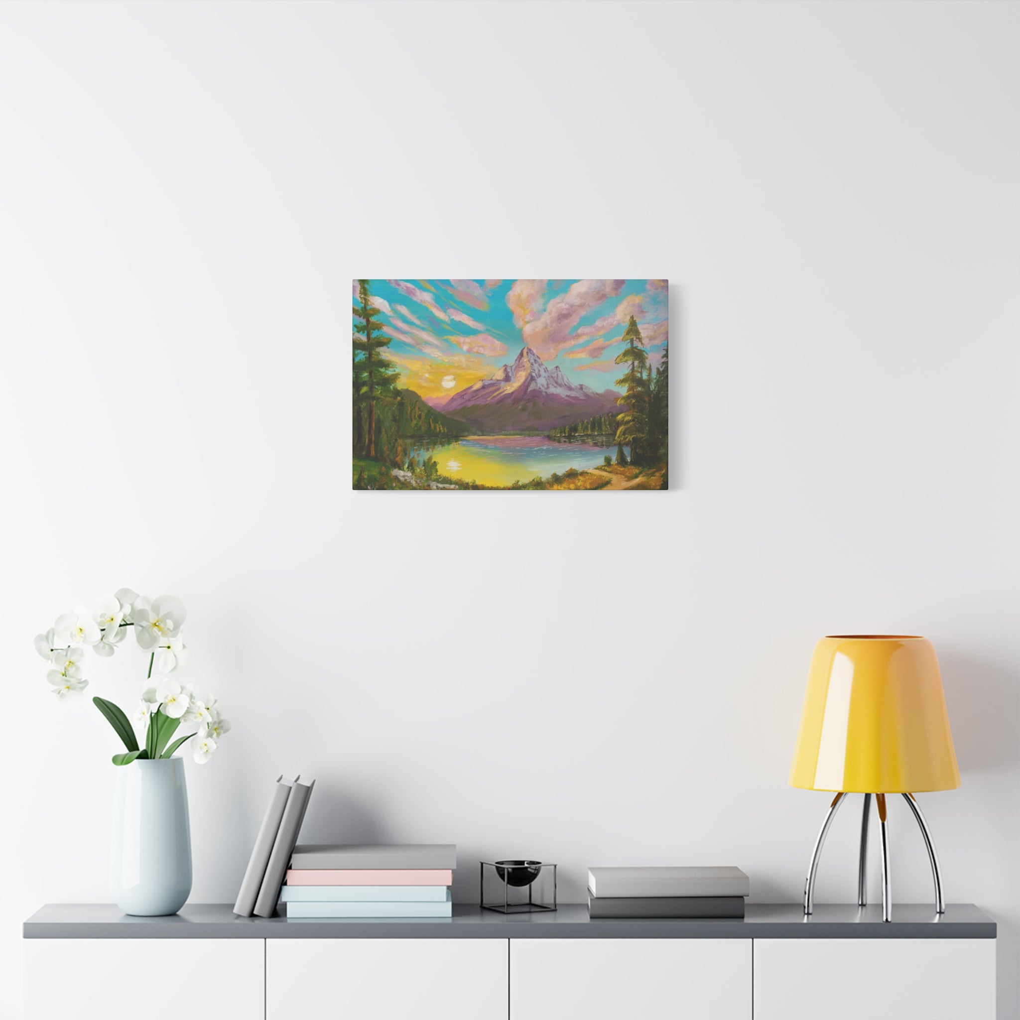 Mountain Sunrise Canvas Print Vibrant Landscape Wall Art