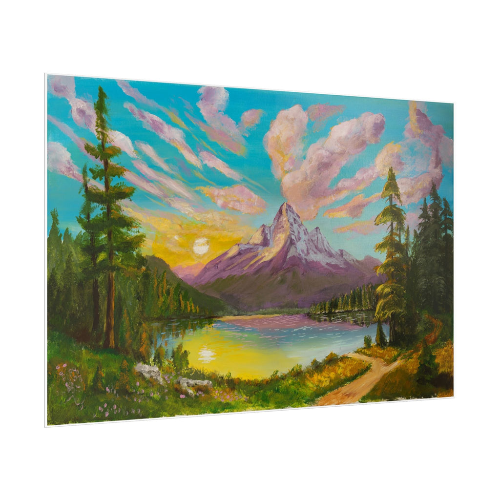 Serene Mountain Lake Sunset Art Print
