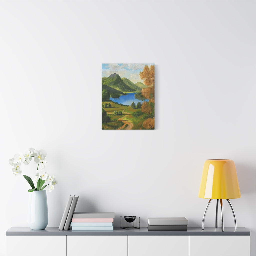 Landscape Canvas Wall Art Serene Mountain Lake Matte Stretched Canvas (1.25")
