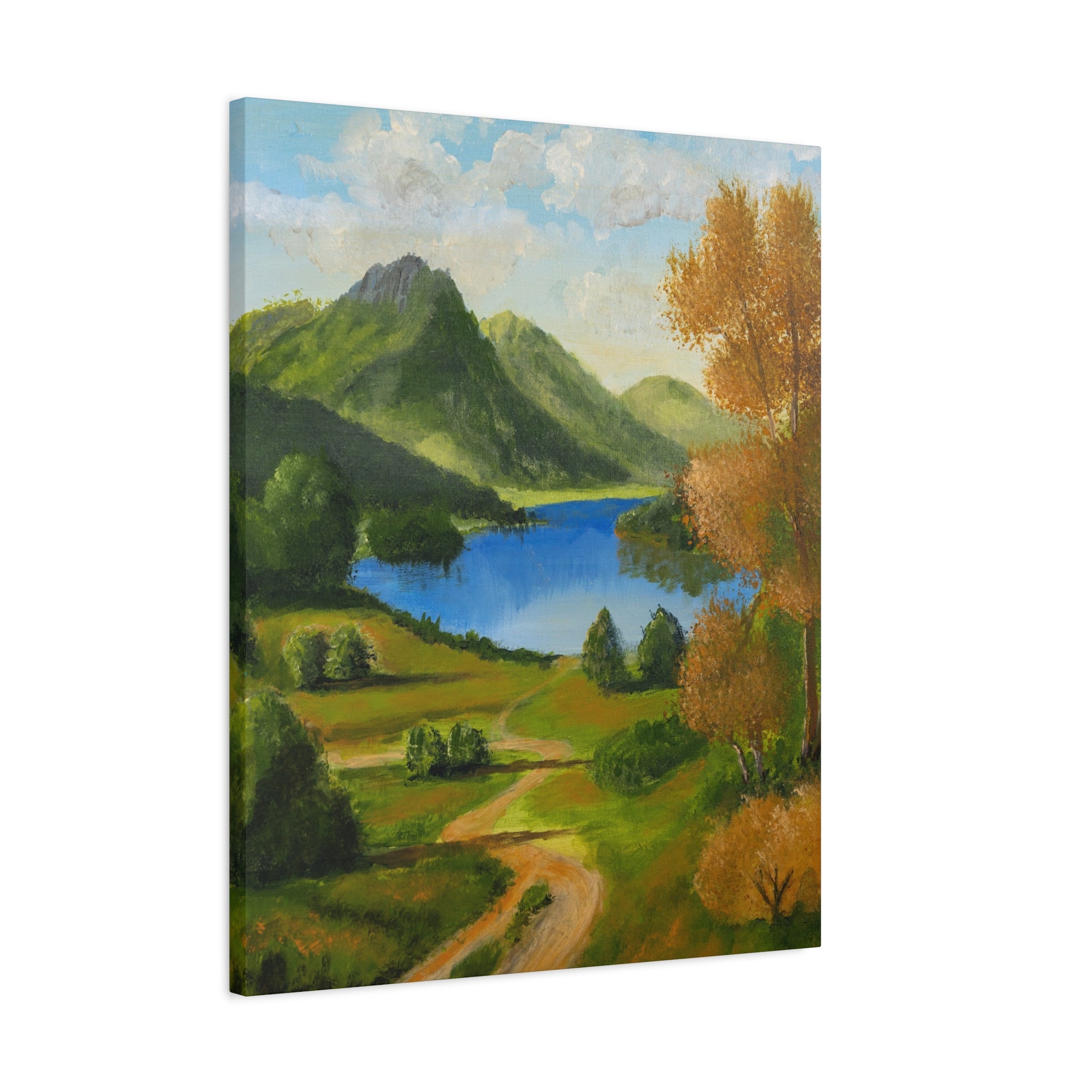 Landscape Canvas Wall Art Serene Mountain Lake Matte Stretched Canvas (1.25")
