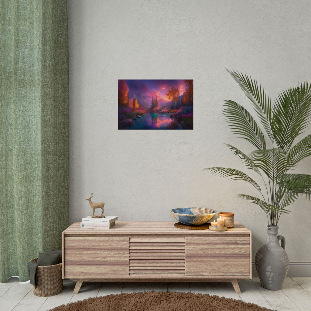 Dreamscape Sunset Landscape Vibrant Fantasy Nature Wall Art
