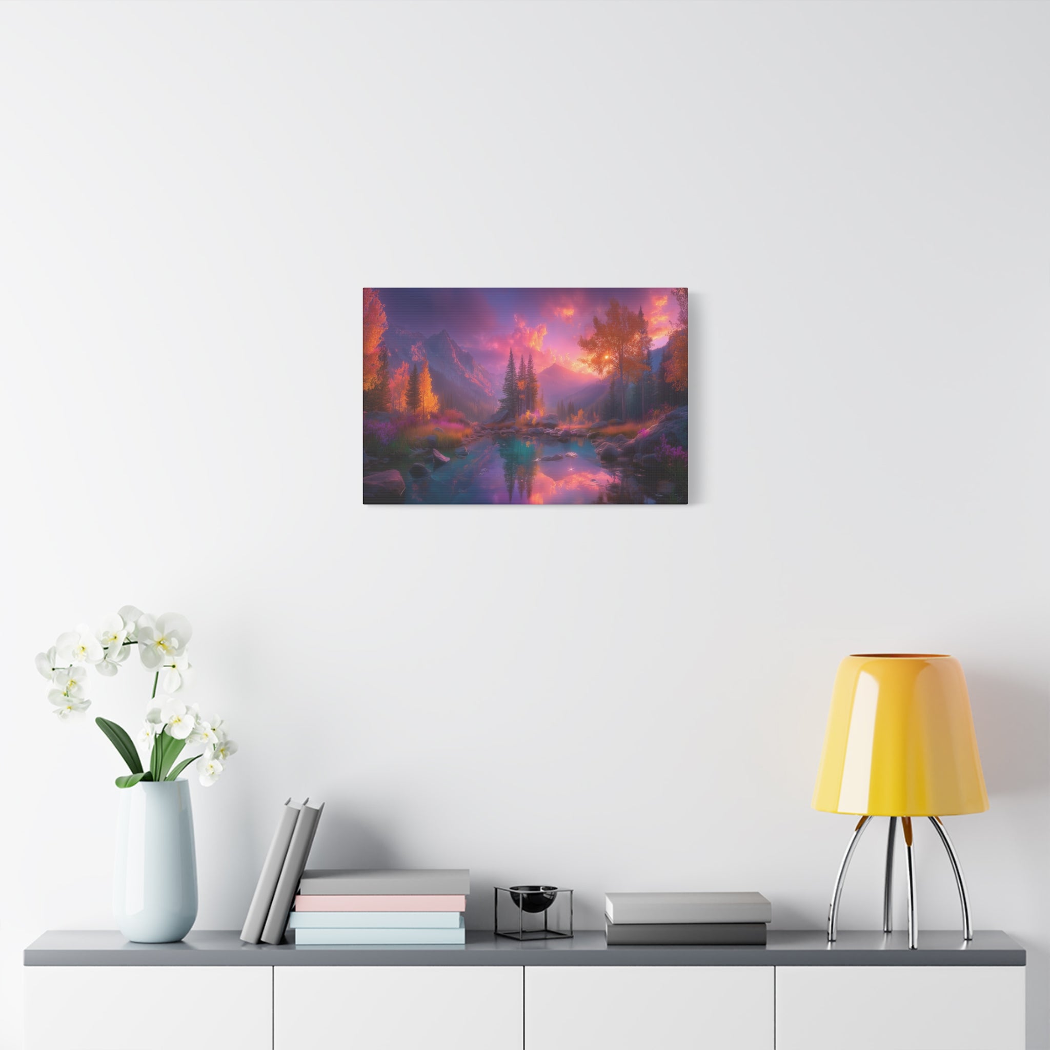 Sunset Fantasy Landscape Matte Canvas Stretched Wall Art