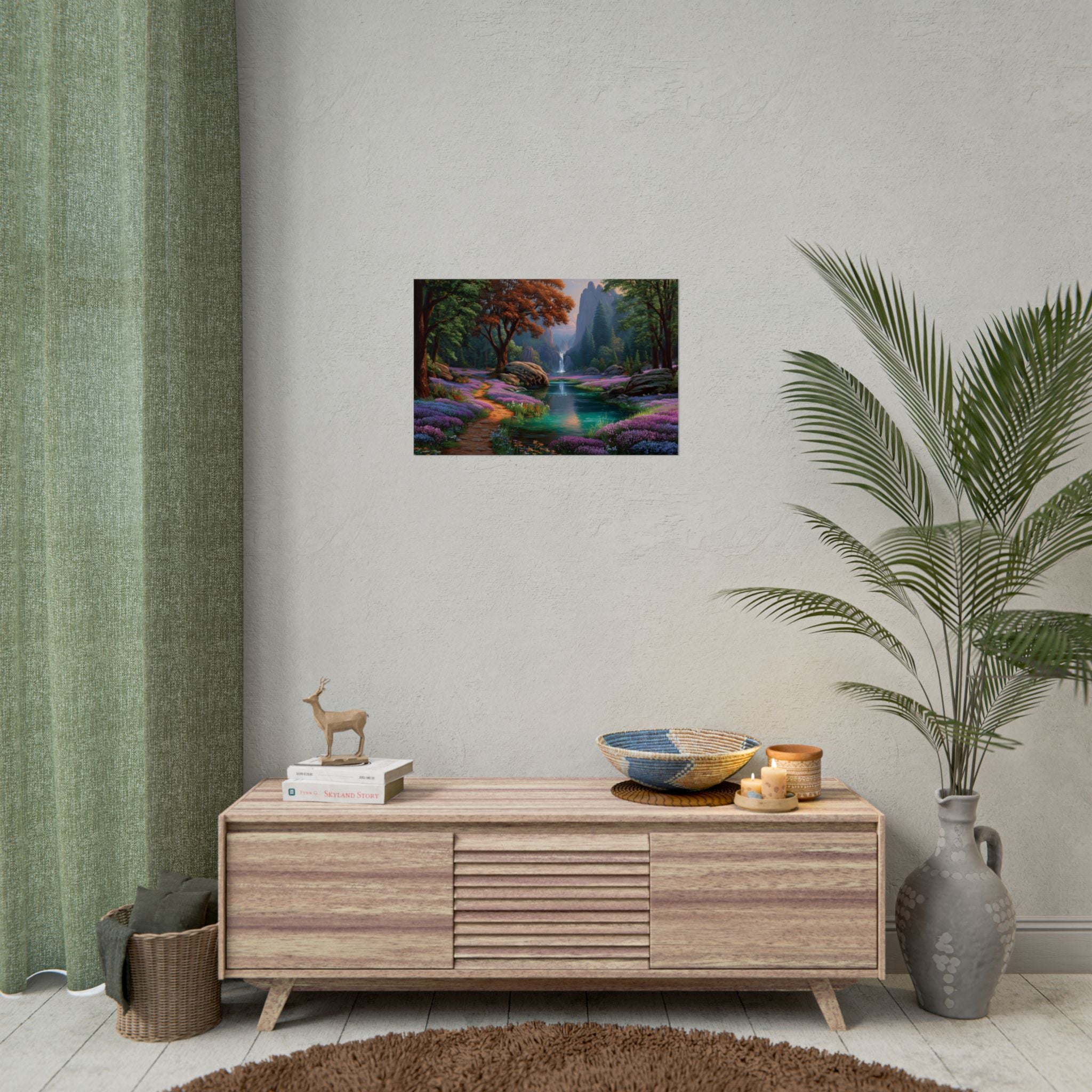 Scenic Fantasy Waterfall Landscape Wall Art