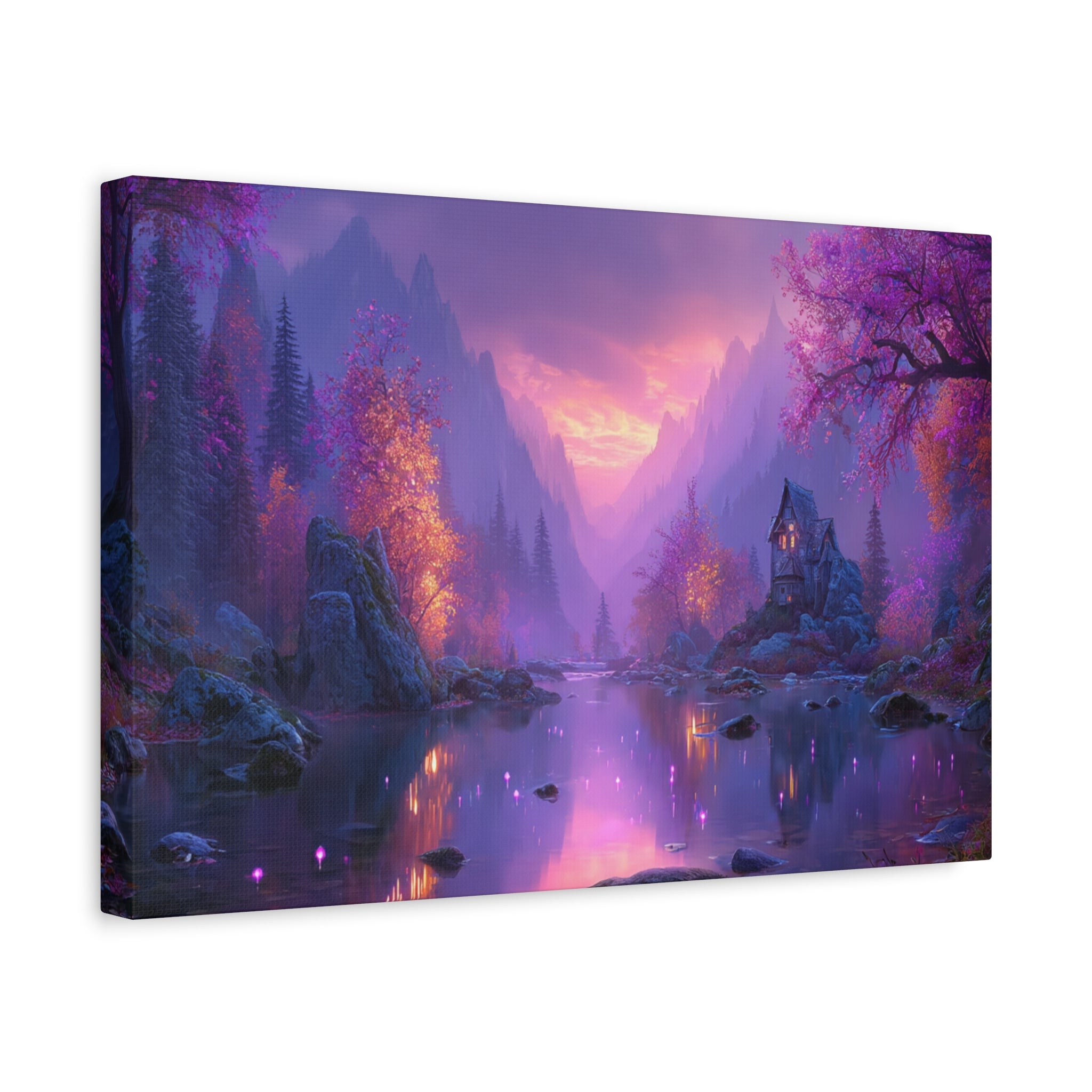 Mystical Twilight Lake Matte Canvas Print