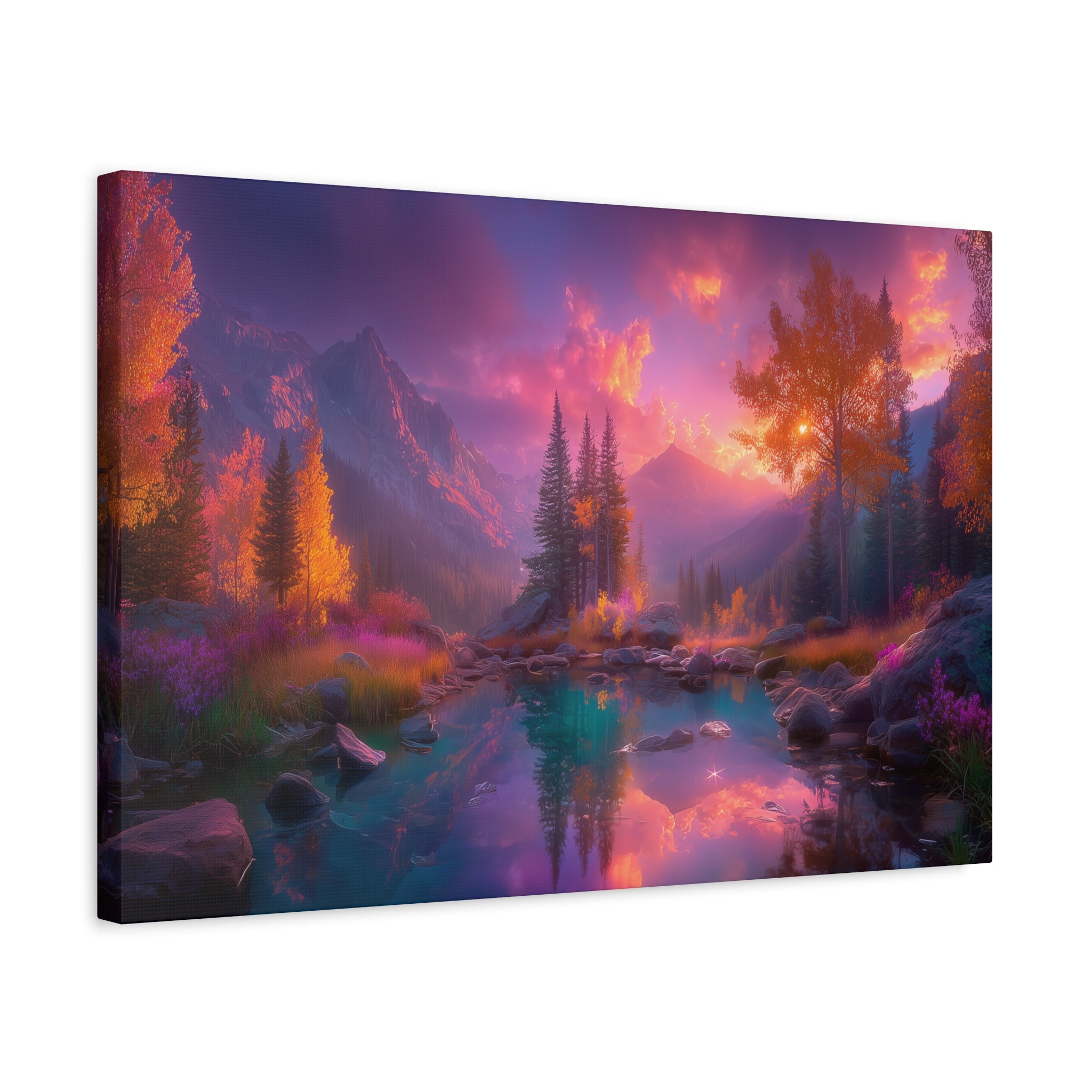 Sunset Fantasy Landscape Matte Canvas Stretched Wall Art