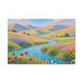 Matte Canvas Print Colorful Meadow River Landscape Wall Art