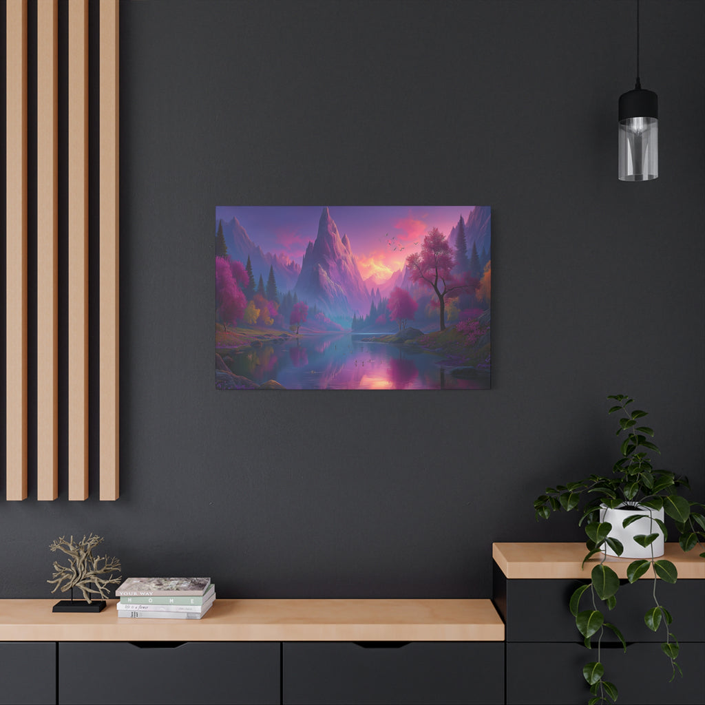 Dreamscape Mountain Lake Matte Canvas Print