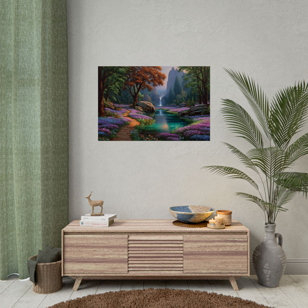 Scenic Fantasy Waterfall Landscape Wall Art