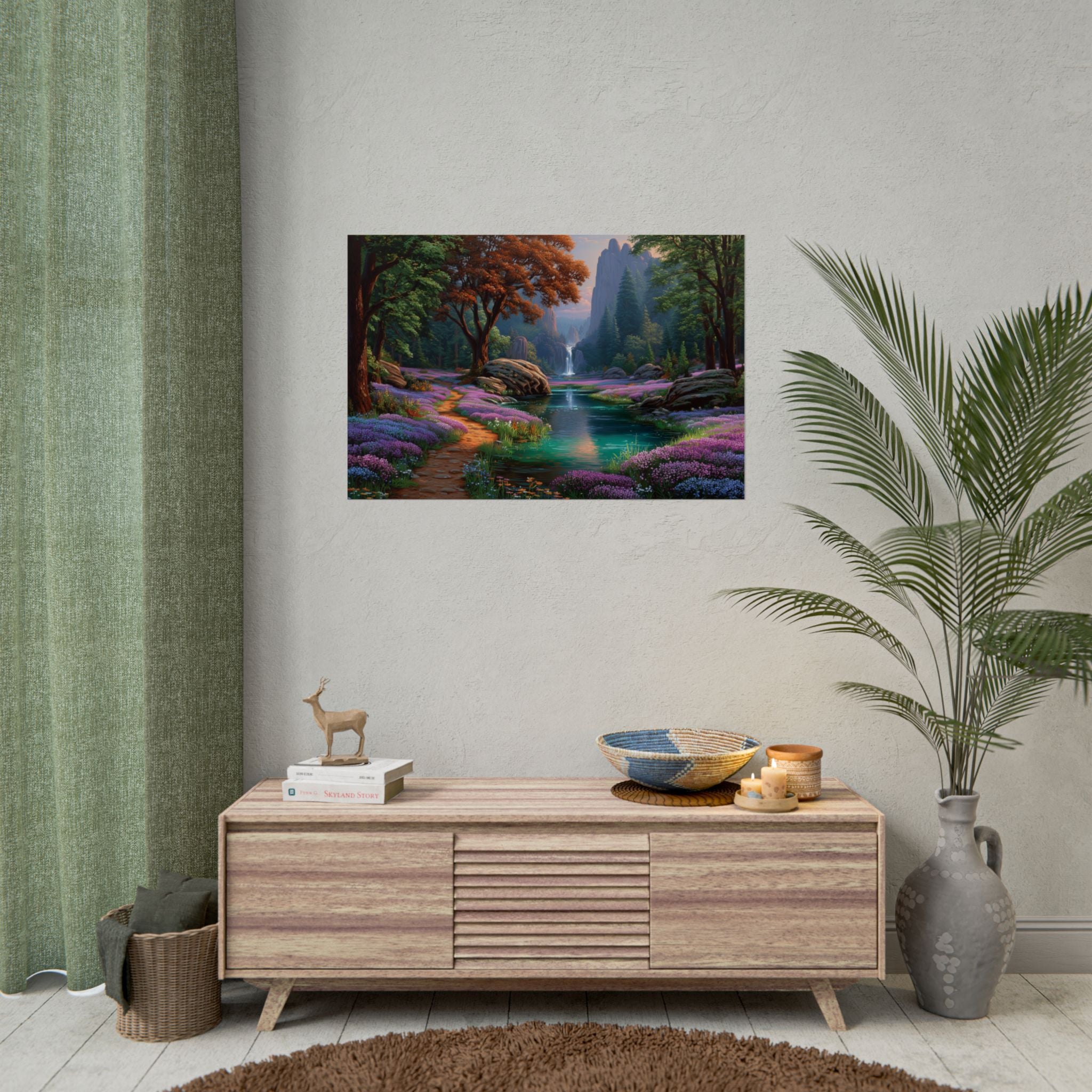 Scenic Fantasy Waterfall Landscape Wall Art