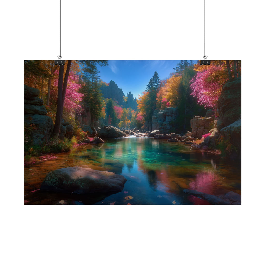 Tranquil Forest River Landscape Print