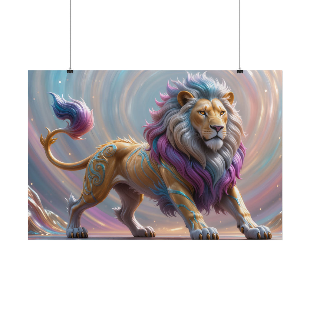 Lion Fantasy Colorful Mythic Lion Rolled Art Print