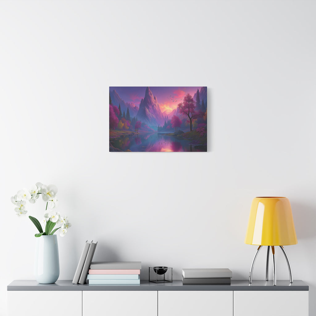 Dreamscape Mountain Lake Matte Canvas Print