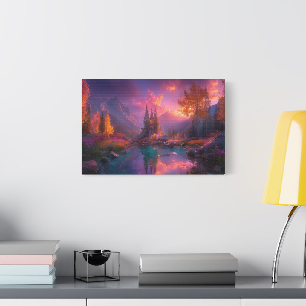 Sunset Fantasy Landscape Matte Canvas Stretched Wall Art