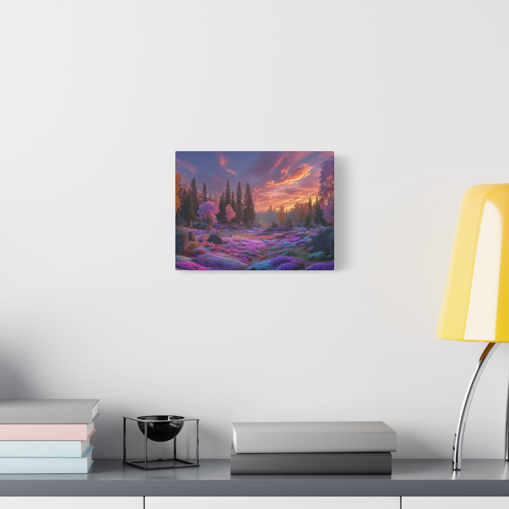 Dreamscape Forest Matte Canvas Print Vibrant Sunset Purple Meadow Wall Art