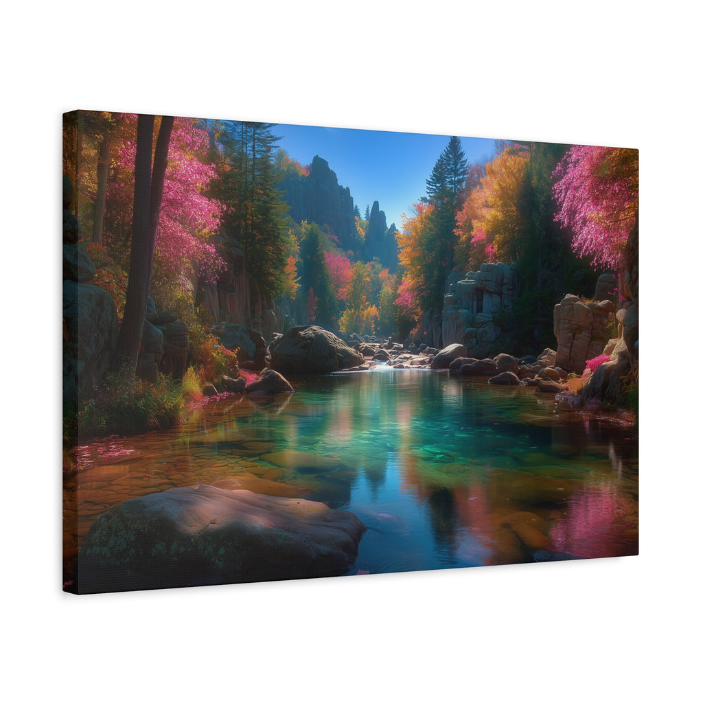 Tranquil Forest River Matte Canvas Print Stretched Wall Art
