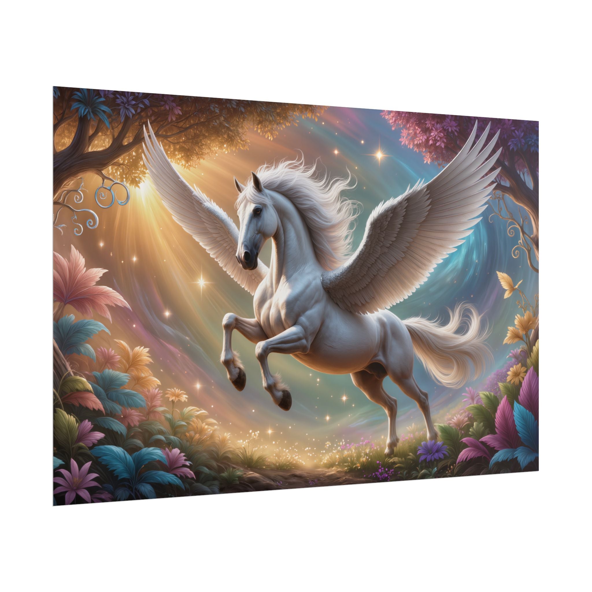Pegasus Fantasy Art Magical Winged Horse Rolled Poster for Kids’ Rooms & Fantasy Decor