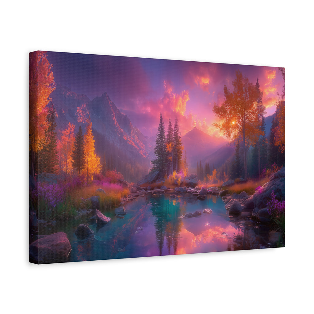 Sunset Fantasy Landscape Matte Canvas Stretched Wall Art