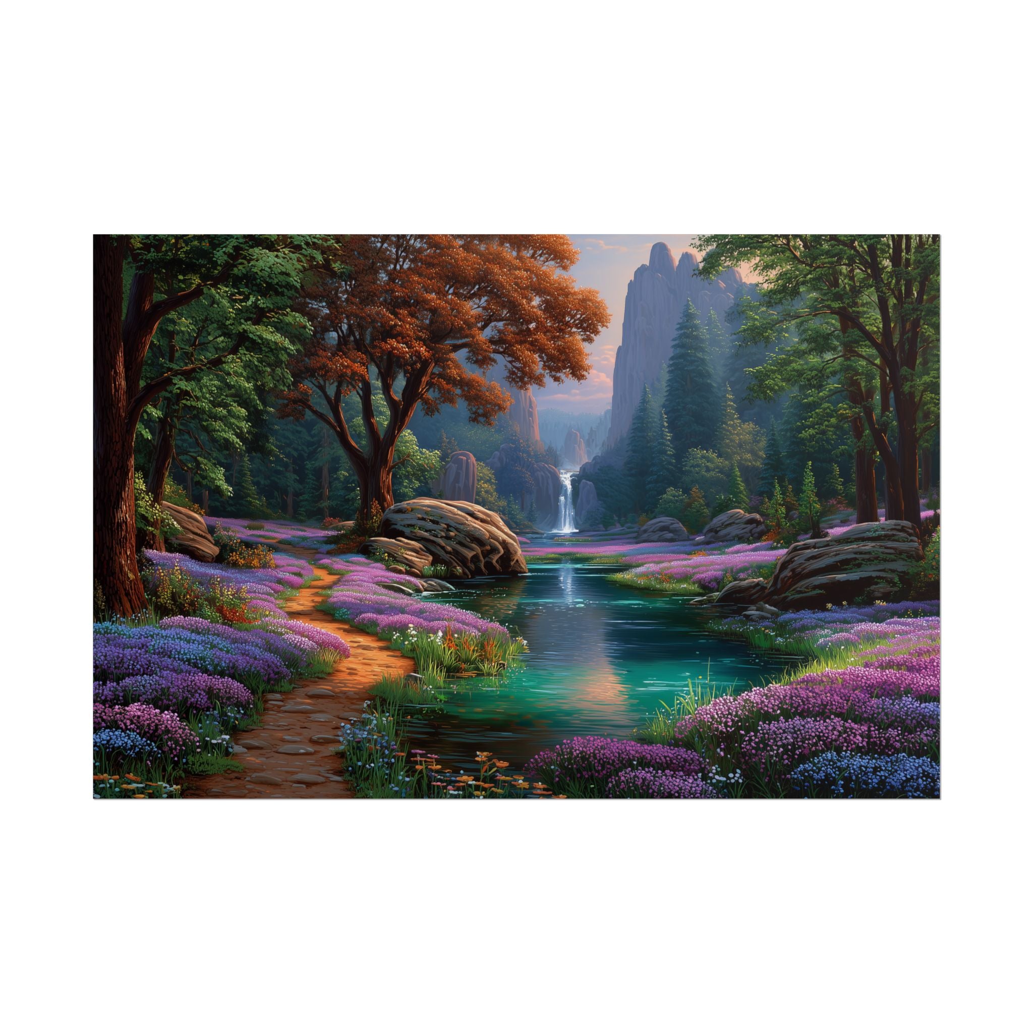 Scenic Fantasy Waterfall Landscape Wall Art