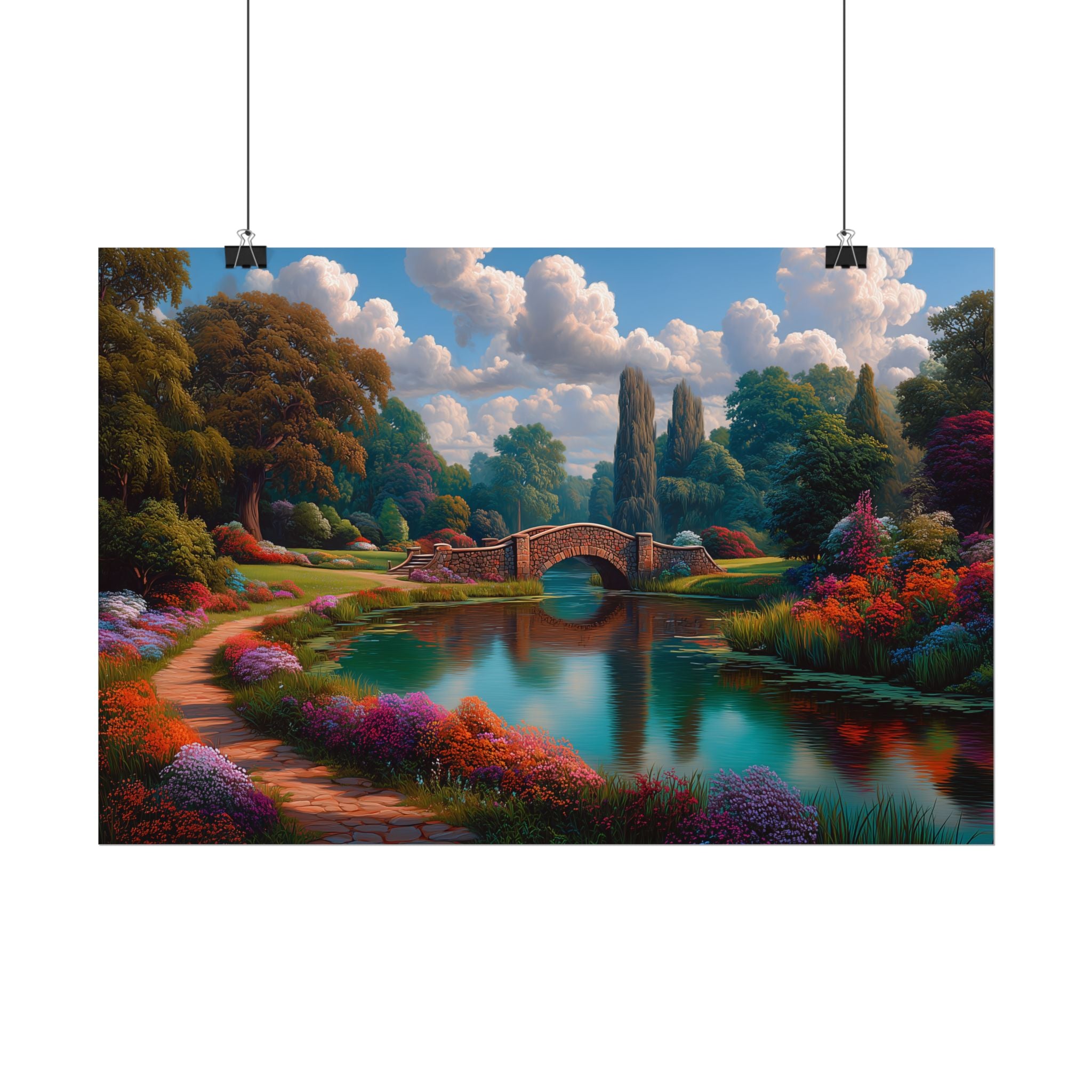 Scenic Garden Bridge Rolled Fine Art Landscape Print