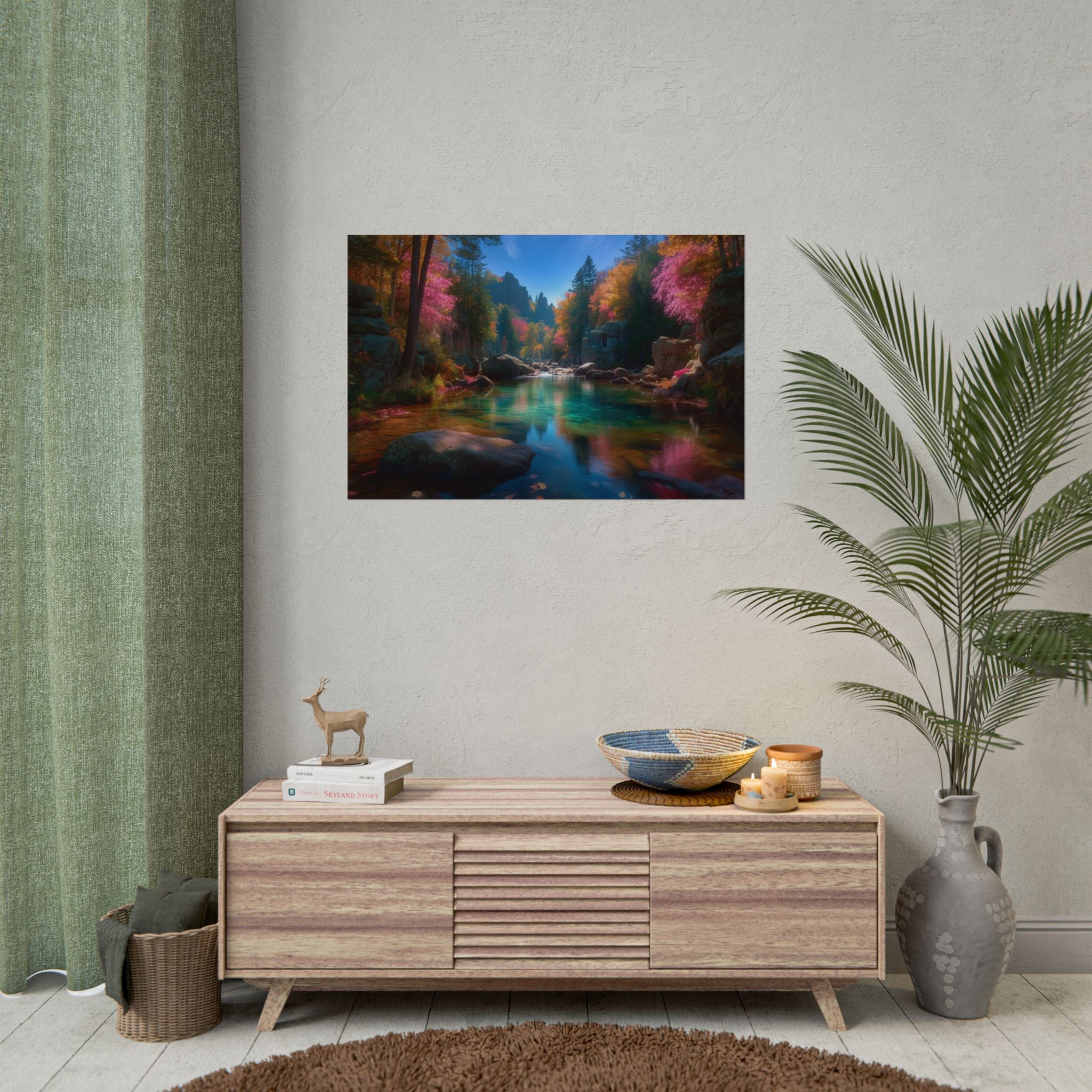 Tranquil Forest River Landscape Print