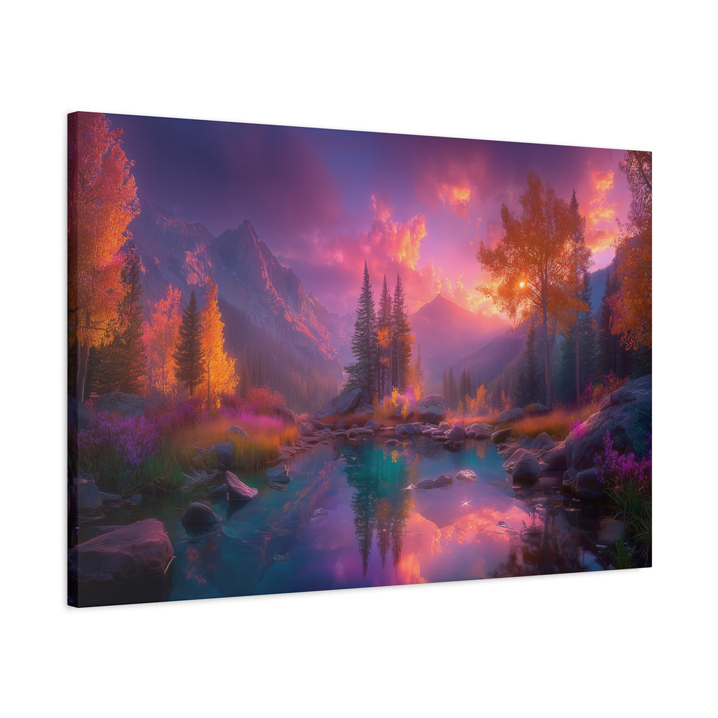 Sunset Fantasy Landscape Matte Canvas Stretched Wall Art