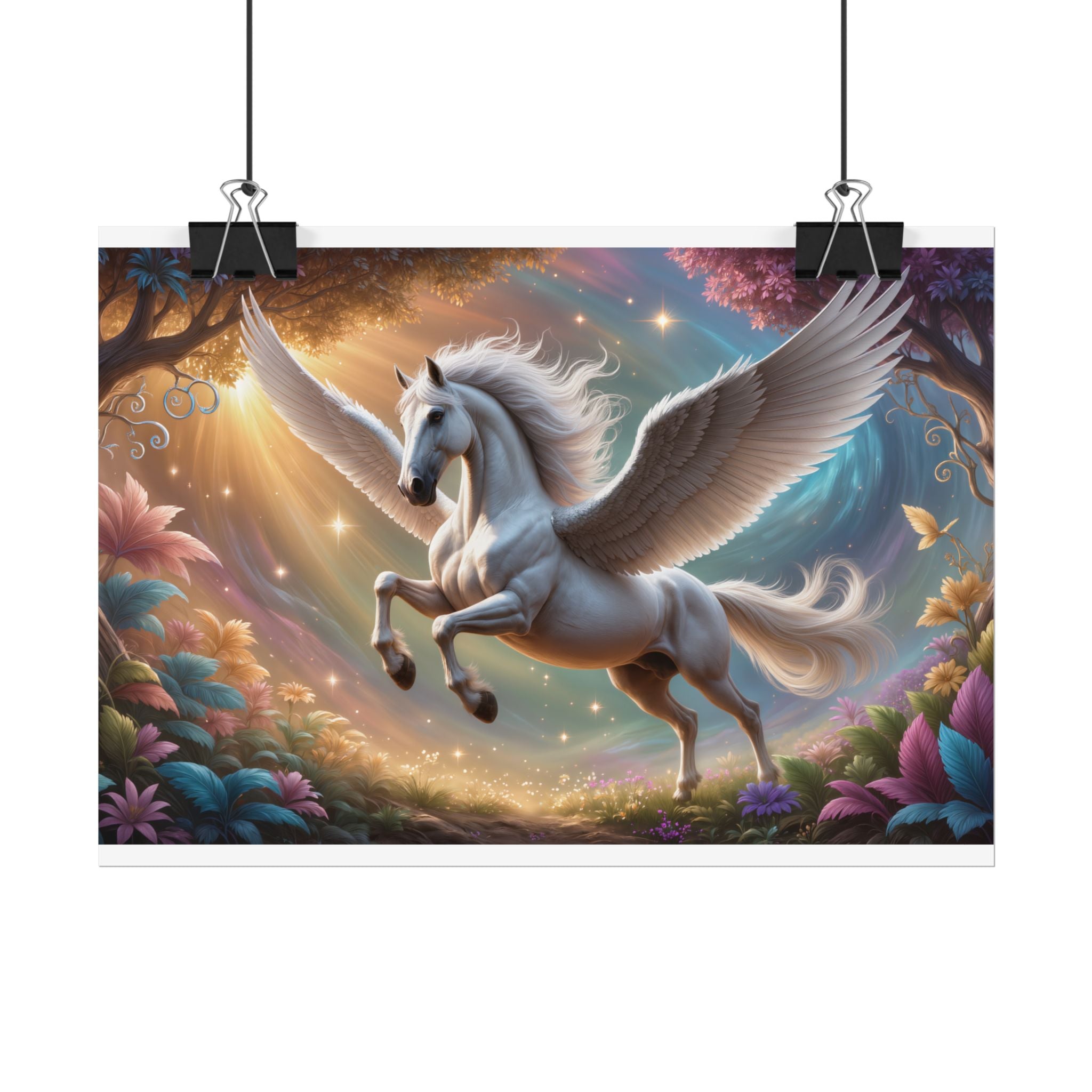 Pegasus Fantasy Art Magical Winged Horse Rolled Poster for Kids’ Rooms & Fantasy Decor