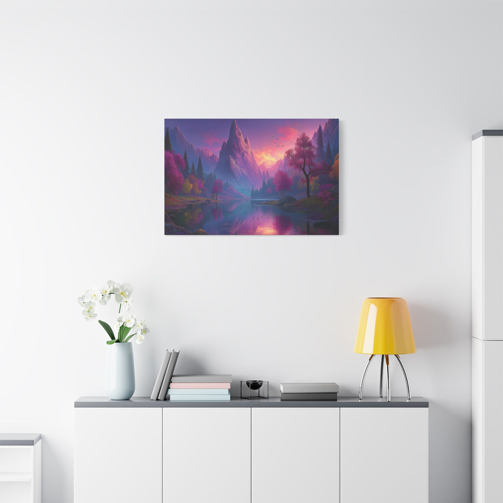 Dreamscape Mountain Lake Matte Canvas Print