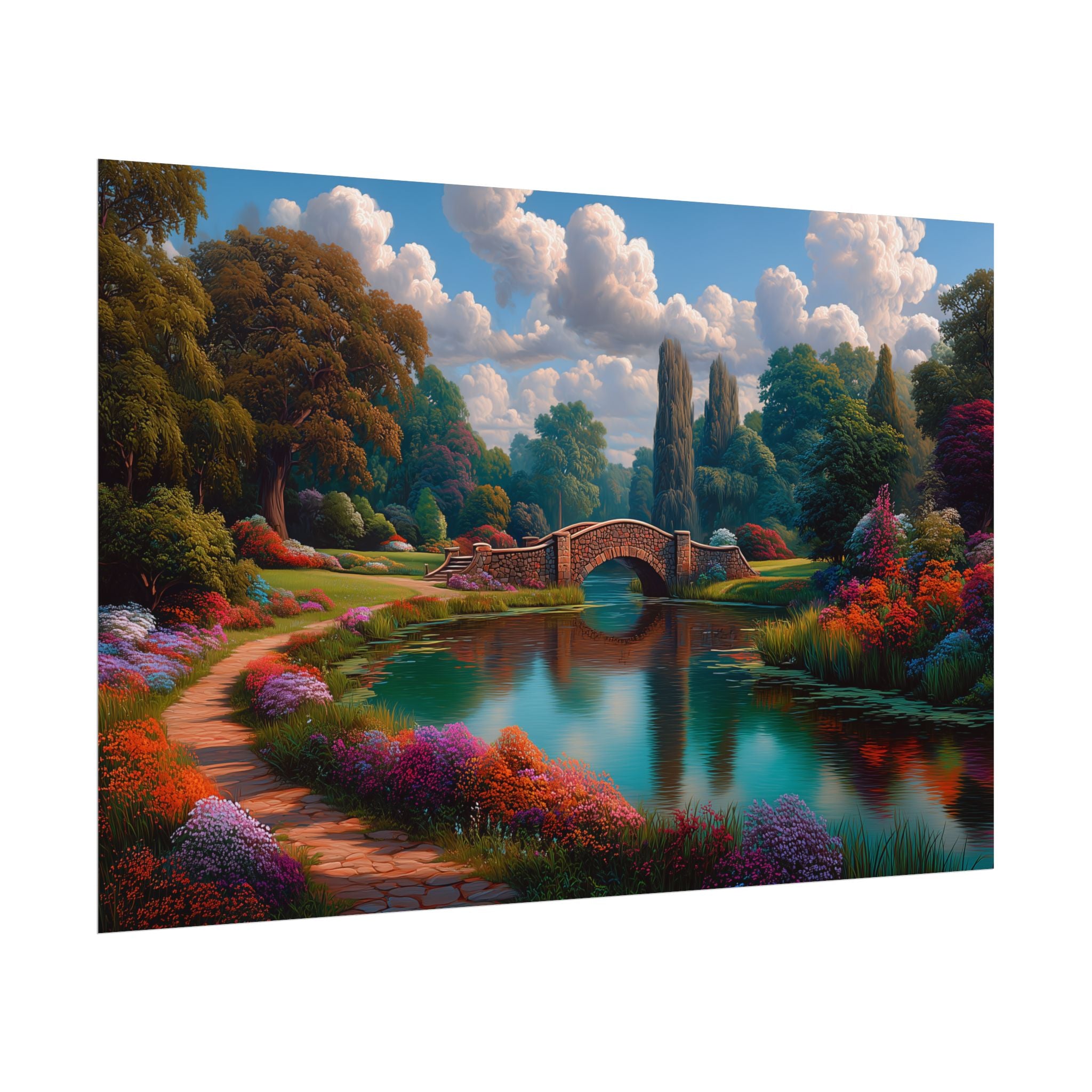 Scenic Garden Bridge Rolled Fine Art Landscape Print