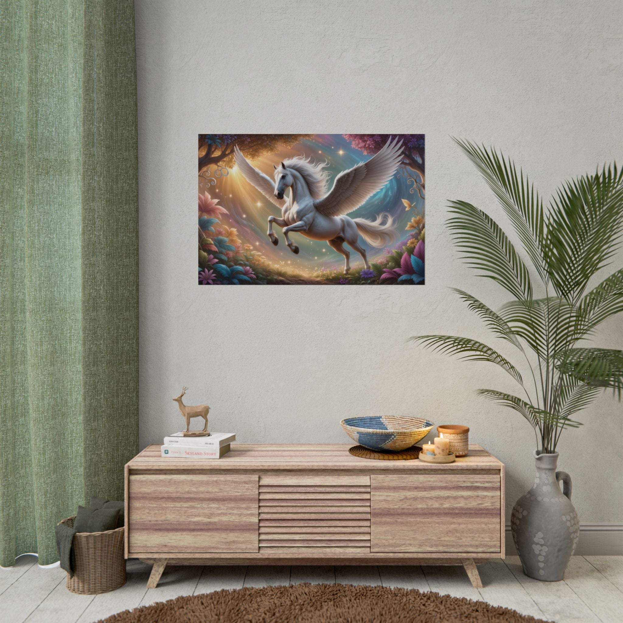 Pegasus Fantasy Art Magical Winged Horse Rolled Poster for Kids’ Rooms & Fantasy Decor