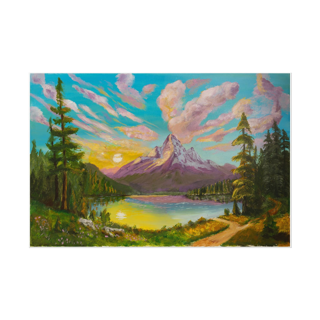 Serene Mountain Lake Sunset Art Print