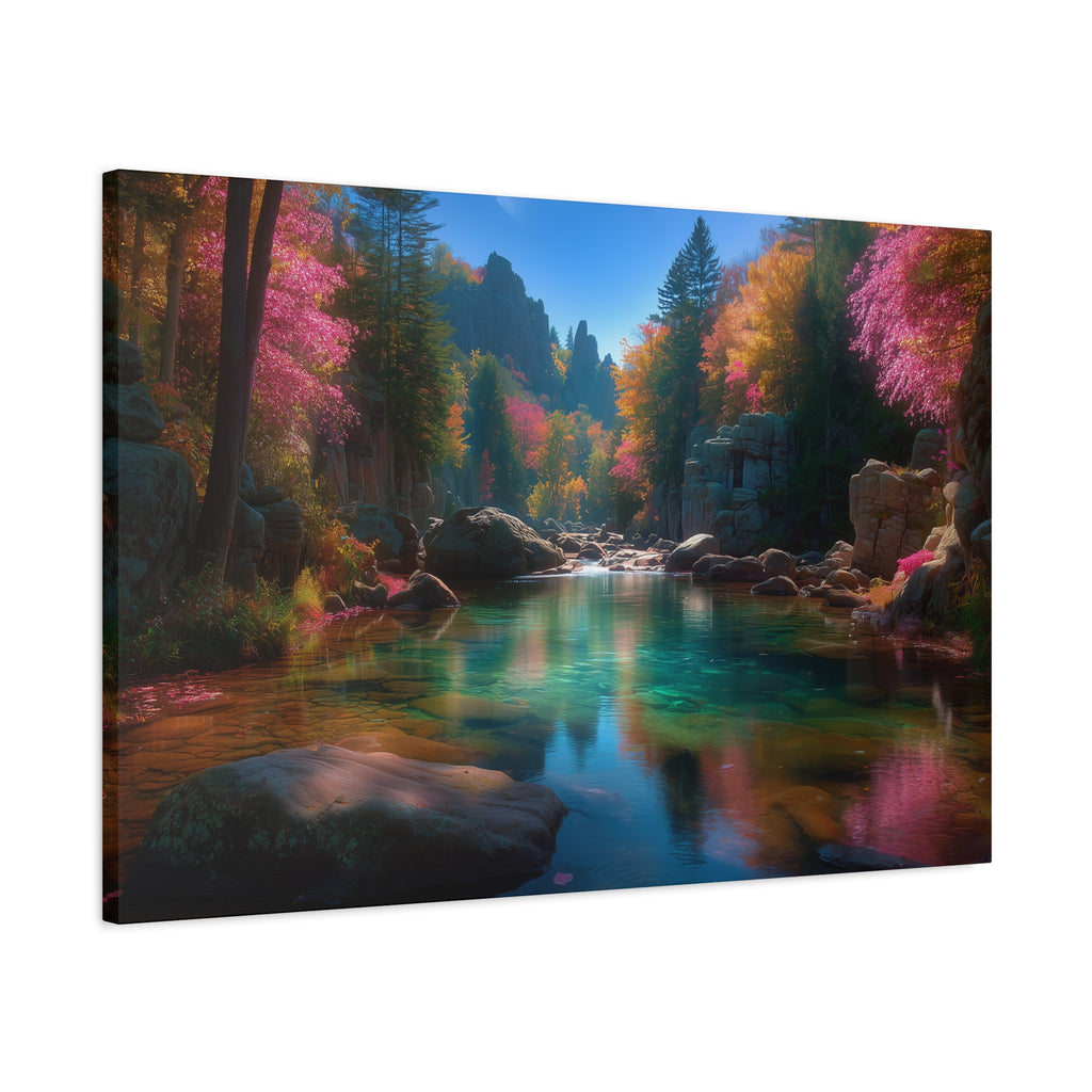 Tranquil Forest River Matte Canvas Print Stretched Wall Art