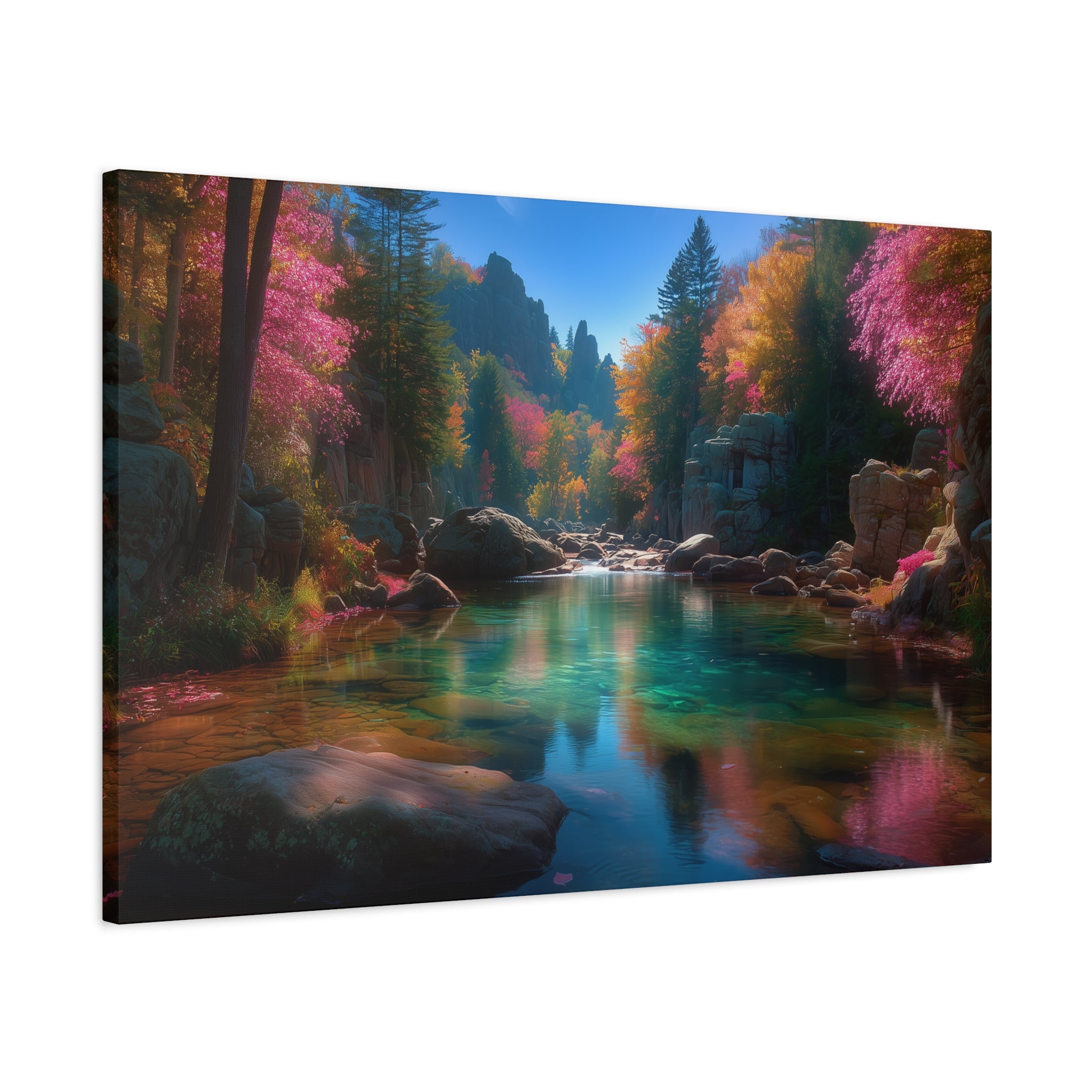 Tranquil Forest River Matte Canvas Print Stretched Wall Art