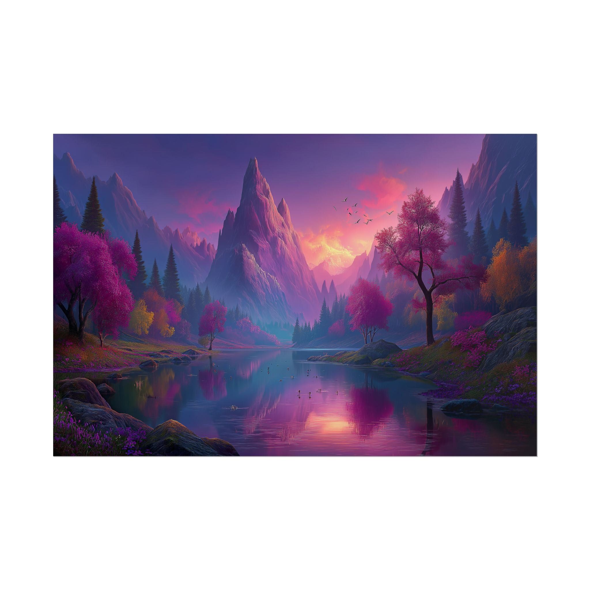 Dreamscape Mountain Lake Sunset Wall Art