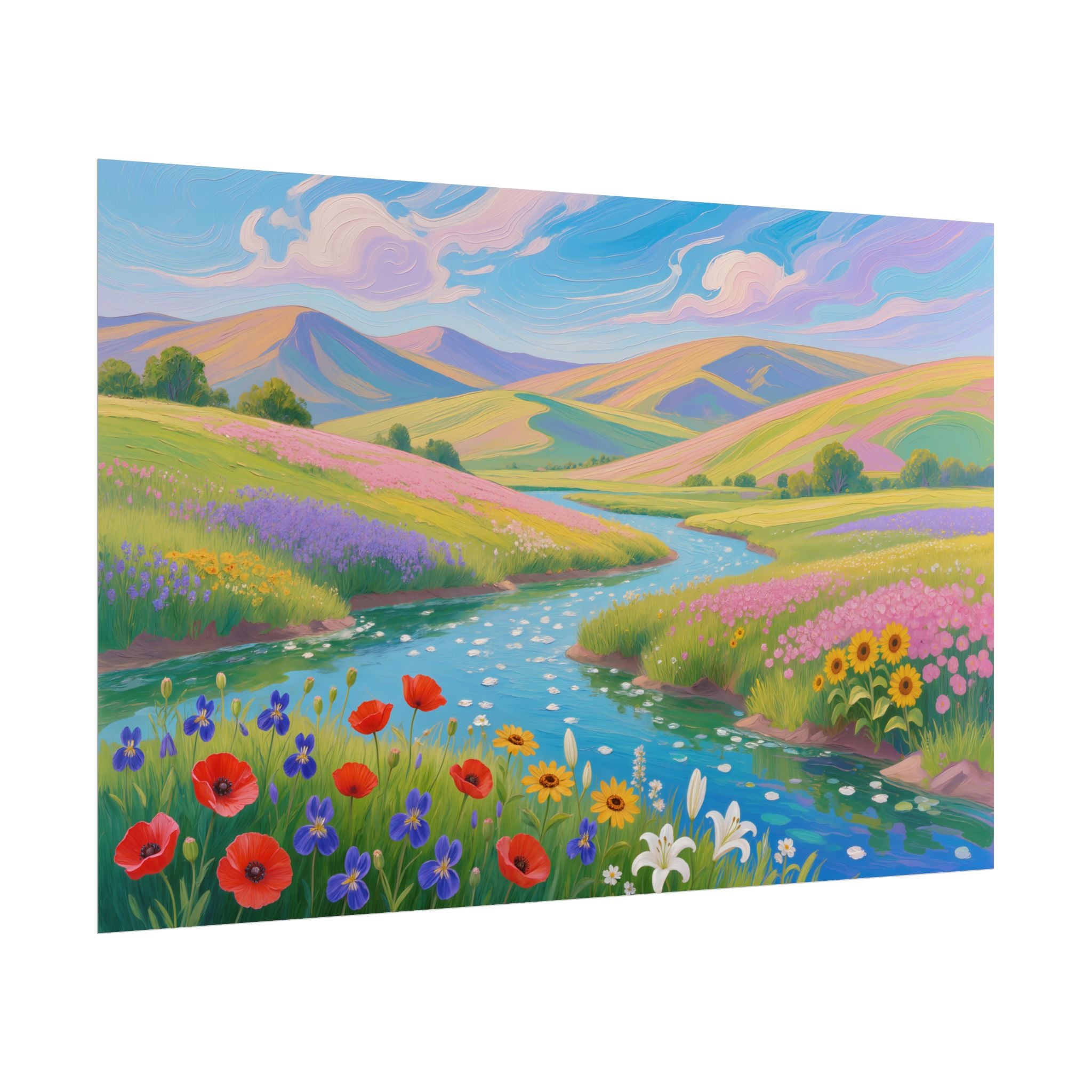 Colorful Floral Meadow Landscape Print