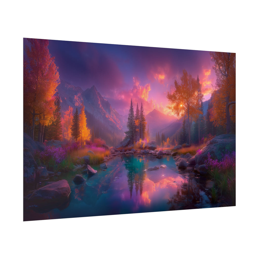 Dreamscape Sunset Landscape Vibrant Fantasy Nature Wall Art