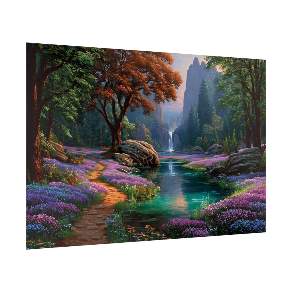 Scenic Fantasy Waterfall Landscape Wall Art