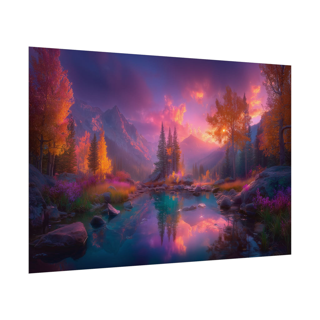 Dreamscape Sunset Landscape Vibrant Fantasy Nature Wall Art