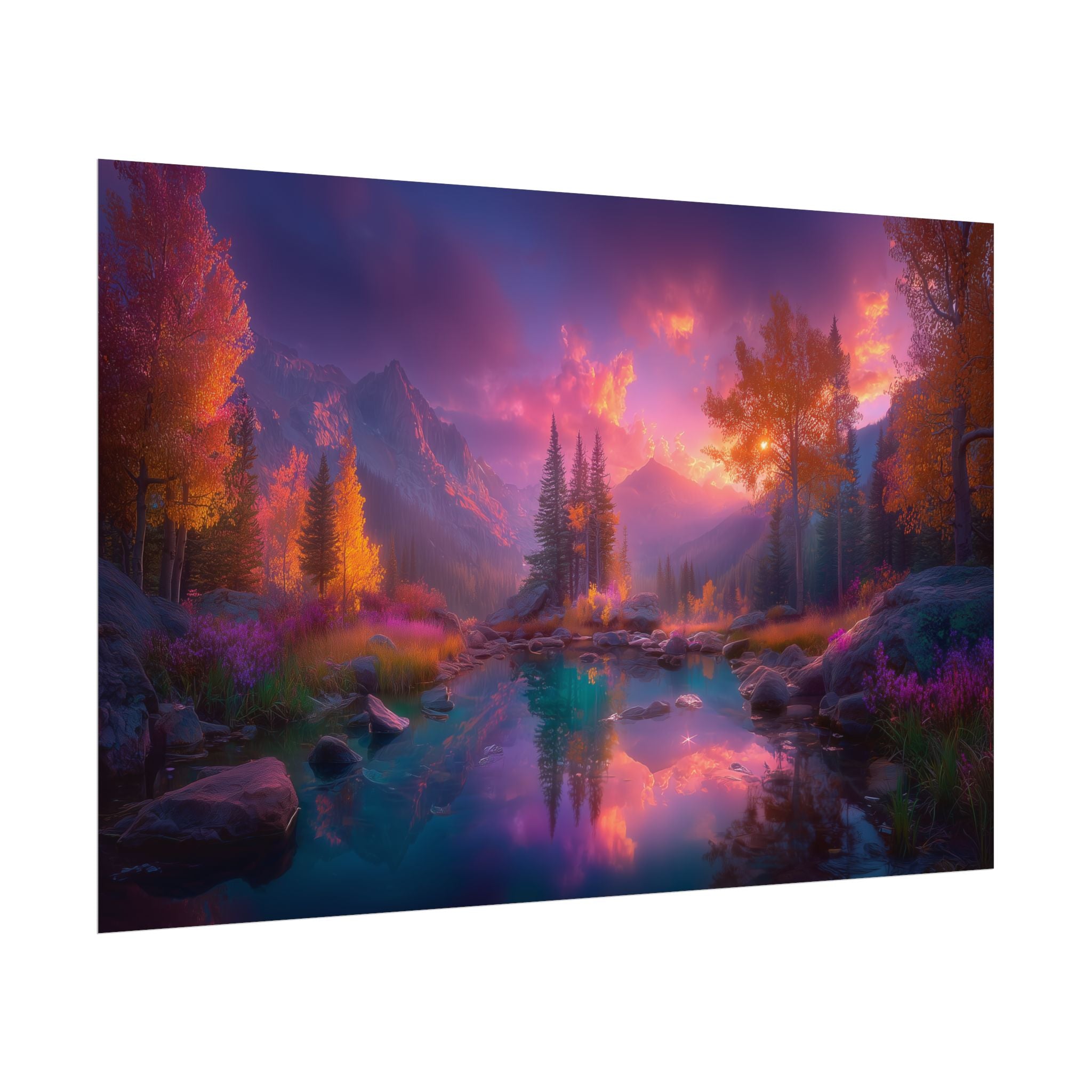 Dreamscape Sunset Landscape Vibrant Fantasy Nature Wall Art