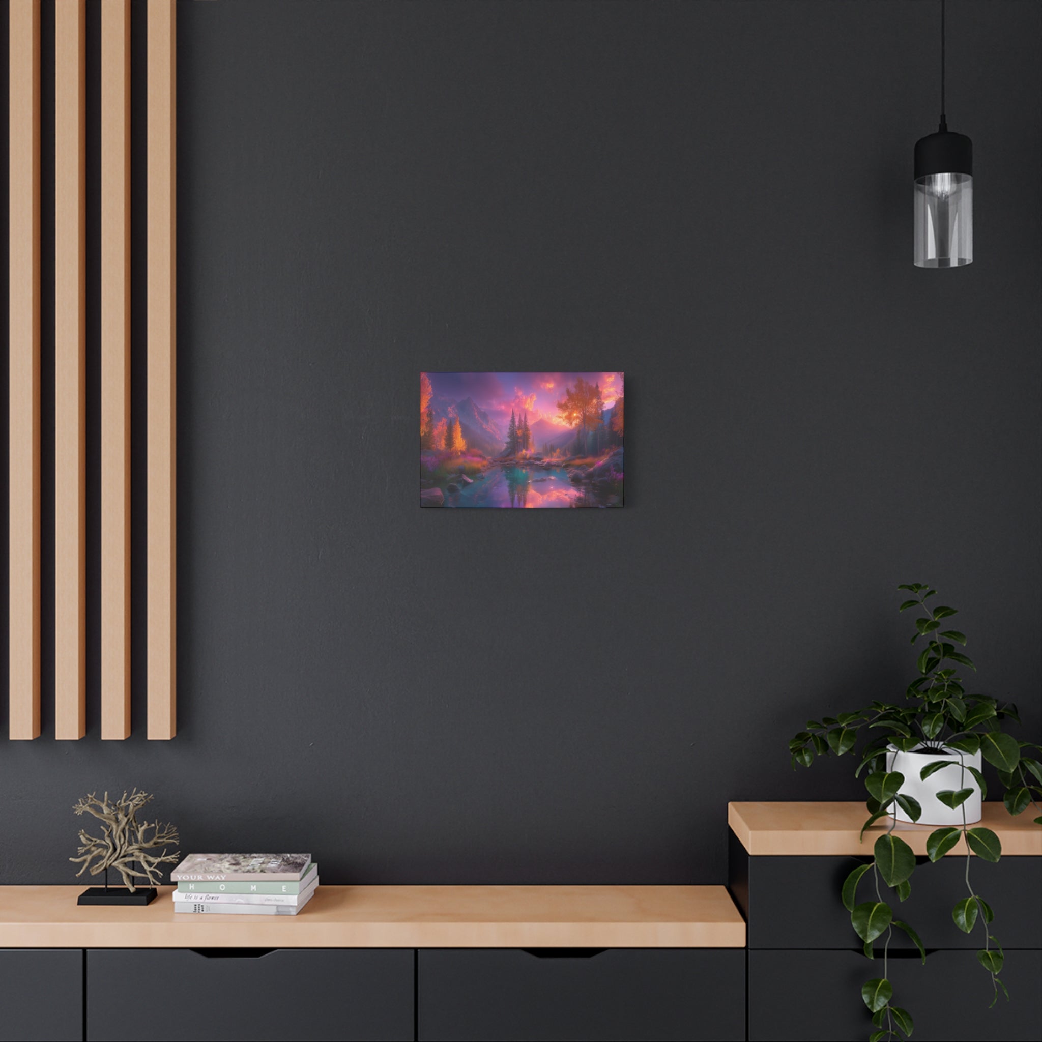 Sunset Fantasy Landscape Matte Canvas Stretched Wall Art