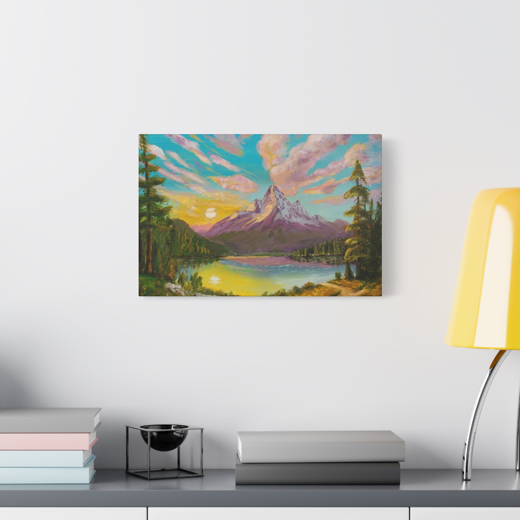 Mountain Sunrise Canvas Print Vibrant Landscape Wall Art