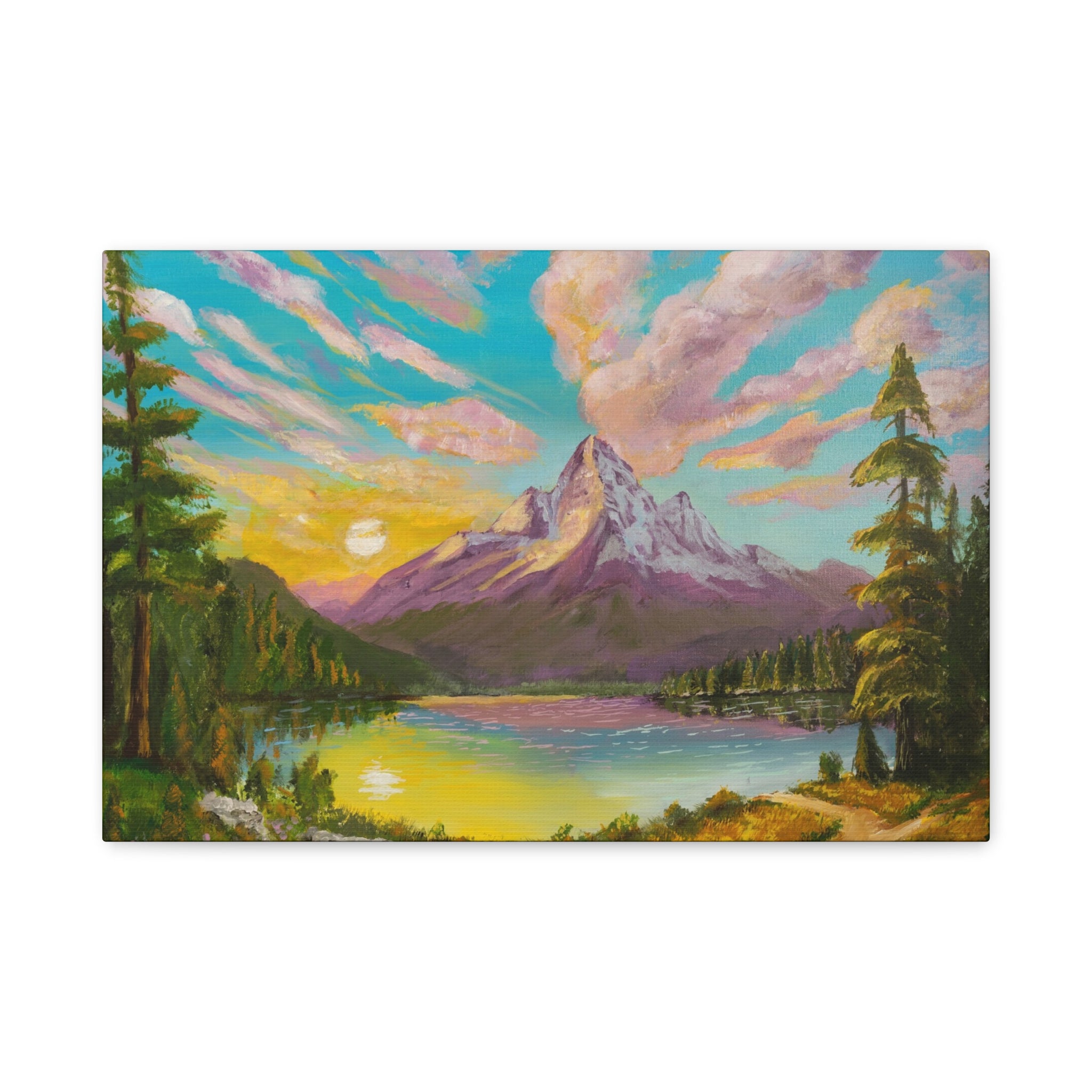 Mountain Sunrise Canvas Print Vibrant Landscape Wall Art