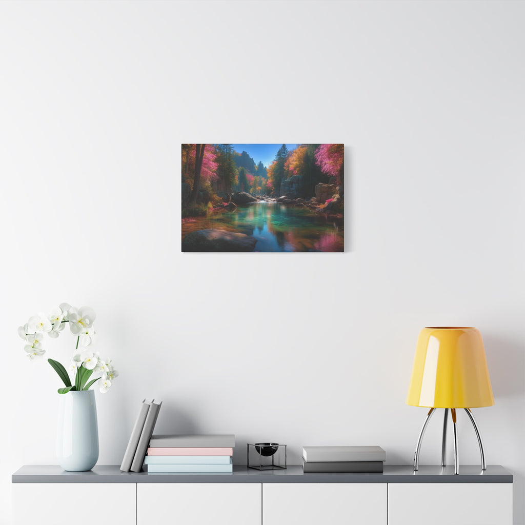 Tranquil Forest River Matte Canvas Print Stretched Wall Art